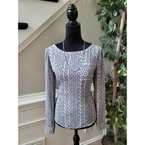 Loft Geometric Print Blouse Women's Size XS Multicolor Long Sleeve Polyester Top